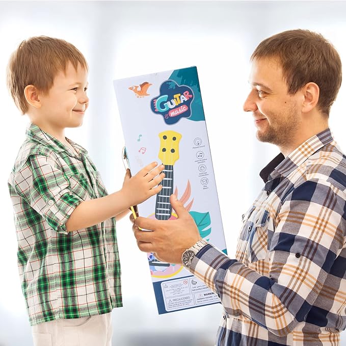 YOLOPLUS+ 17 Inch Toddler Ukulele Guitar Toy 4 Strings Mini Guitar for Kids - Children Musical Instruments Educational Learning Toy (17 inch Pink Color)