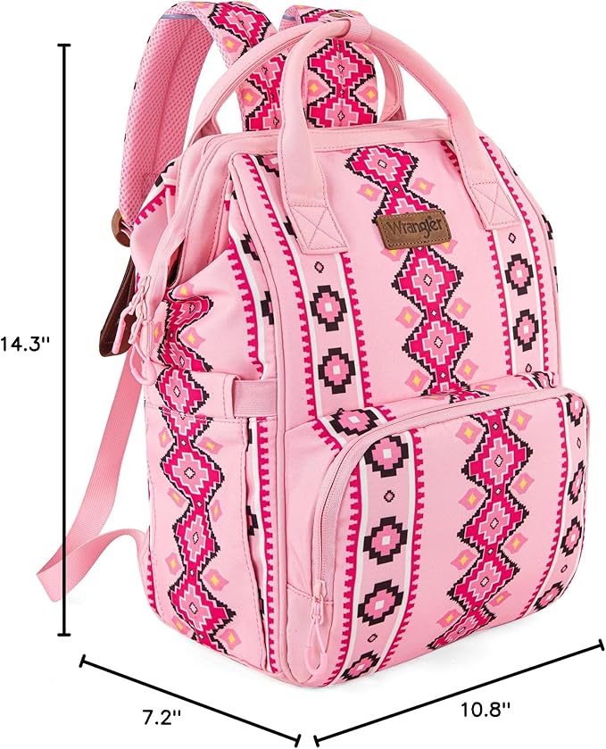 Montana West Wrangler Diaper Bag Backpack Aztec Travel Backpack Purses Western Multi-Function Baby Bags for Mom with Waterproof Insulated Pockets