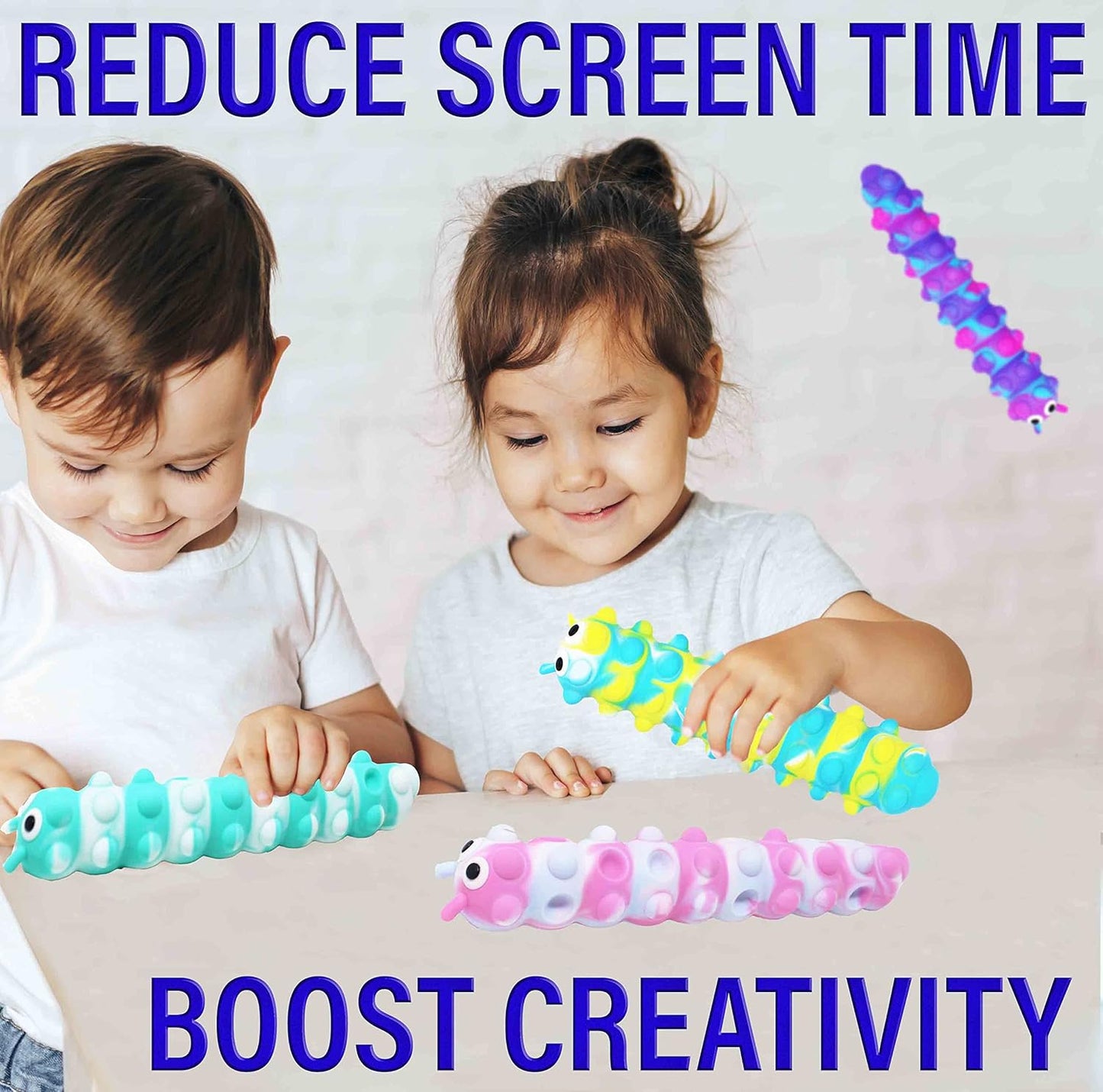 Squidopop Pop It Baby Toddler Suction Bath Toys Child Fidget Sensory Toy Caterpillar Animal Fidgets (4 Pack, Pop It Squidopop)