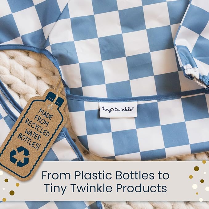 Tiny Twinkle Mess Proof Baby Bibs for Eating - Waterproof, Wipeable Bibs - Toddler Bibs - Travel Friendly - PFAS, PVC, BPA, Phthalate Free - Baby Food Bibs(5 Pack,Unisex Solids)