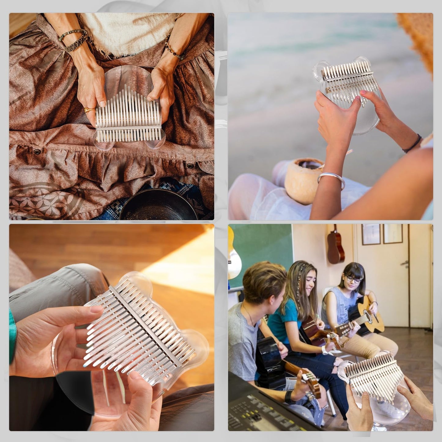 Acrylic Kalimba Thumb Piano,YUNDIE Portable 17/21 Keys Mbira Crystal Finger Piano, Musical Instruments Birthday Gift for Kid Adult Beginners Professional(Clear) (21 Keys)