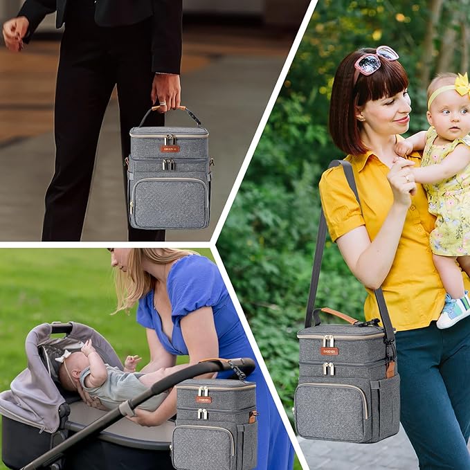 Breastmilk Cooler Bag with Ice Pack Fits 6 Baby Bottles Up to 9 Ounce