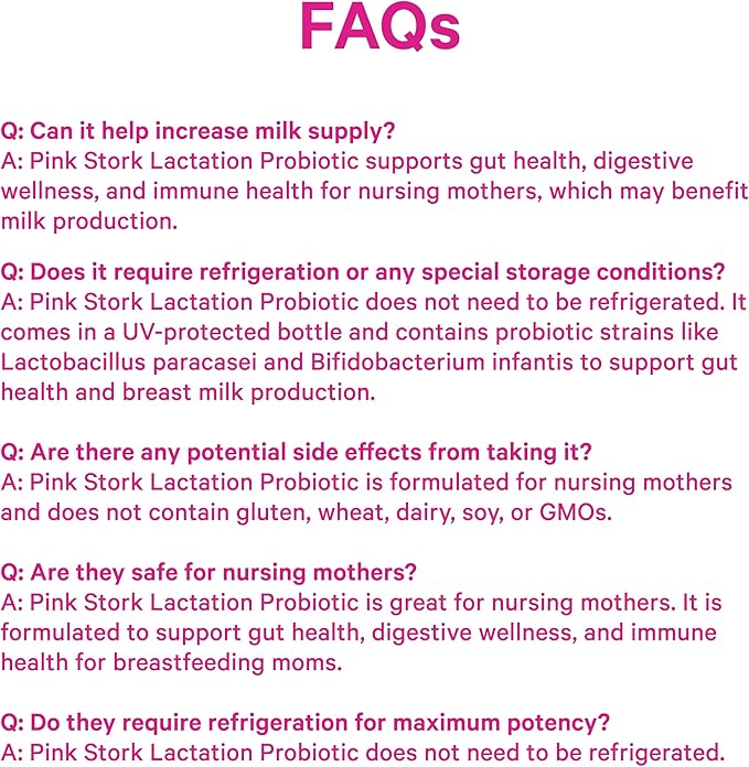 Pink Stork Lactation Probiotic - 30 Billion CFUs Multi Strain Postnatal Probiotics for Breastfeeding Women - Support Breast Milk & Gut Health, Postpartum Essentials, 60 Capsules