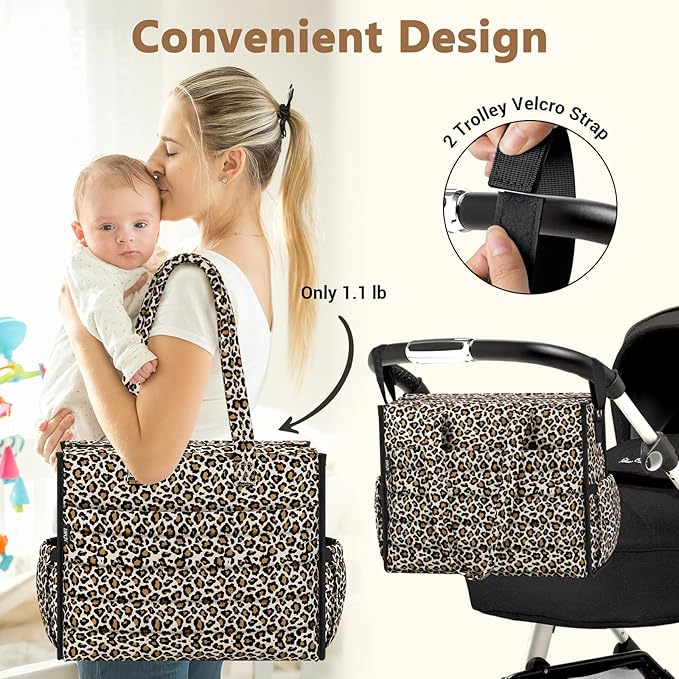 IBFUN Diaper Bag Tote for Baby - Large Baby Bag 4Pcs with Waterproof Changing Pad Pacifier Case, Travel Hospital Mommy Bag