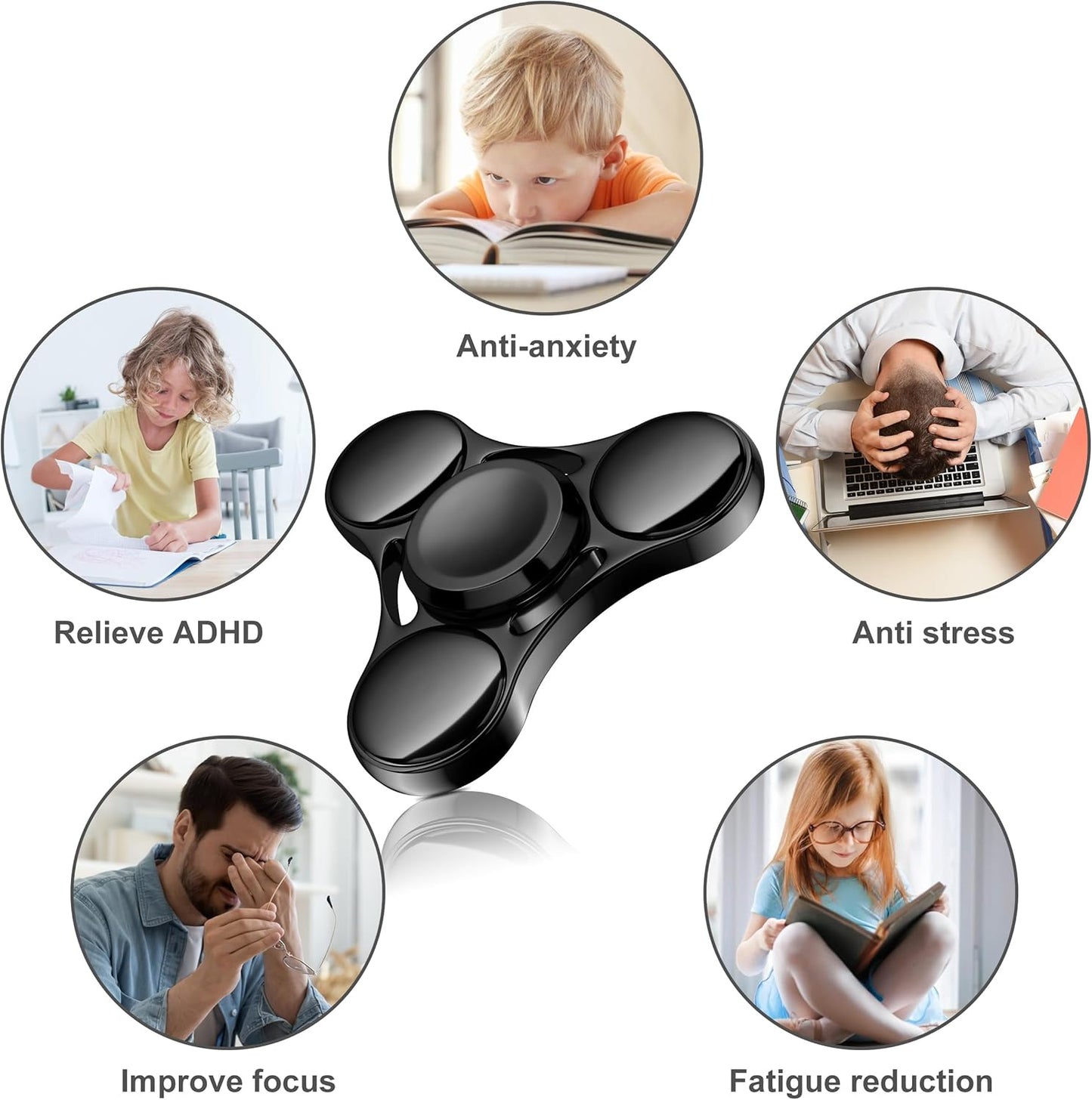 ATESSON Fidget Spinners Toy,Ultra Durable Stainless Steel Bearing High Speed 3-5 Min Precision Brass Metal Finger Spinner,EDC ADHD Stress Relief Anxiety Relieves Reducer for Kids and Adults