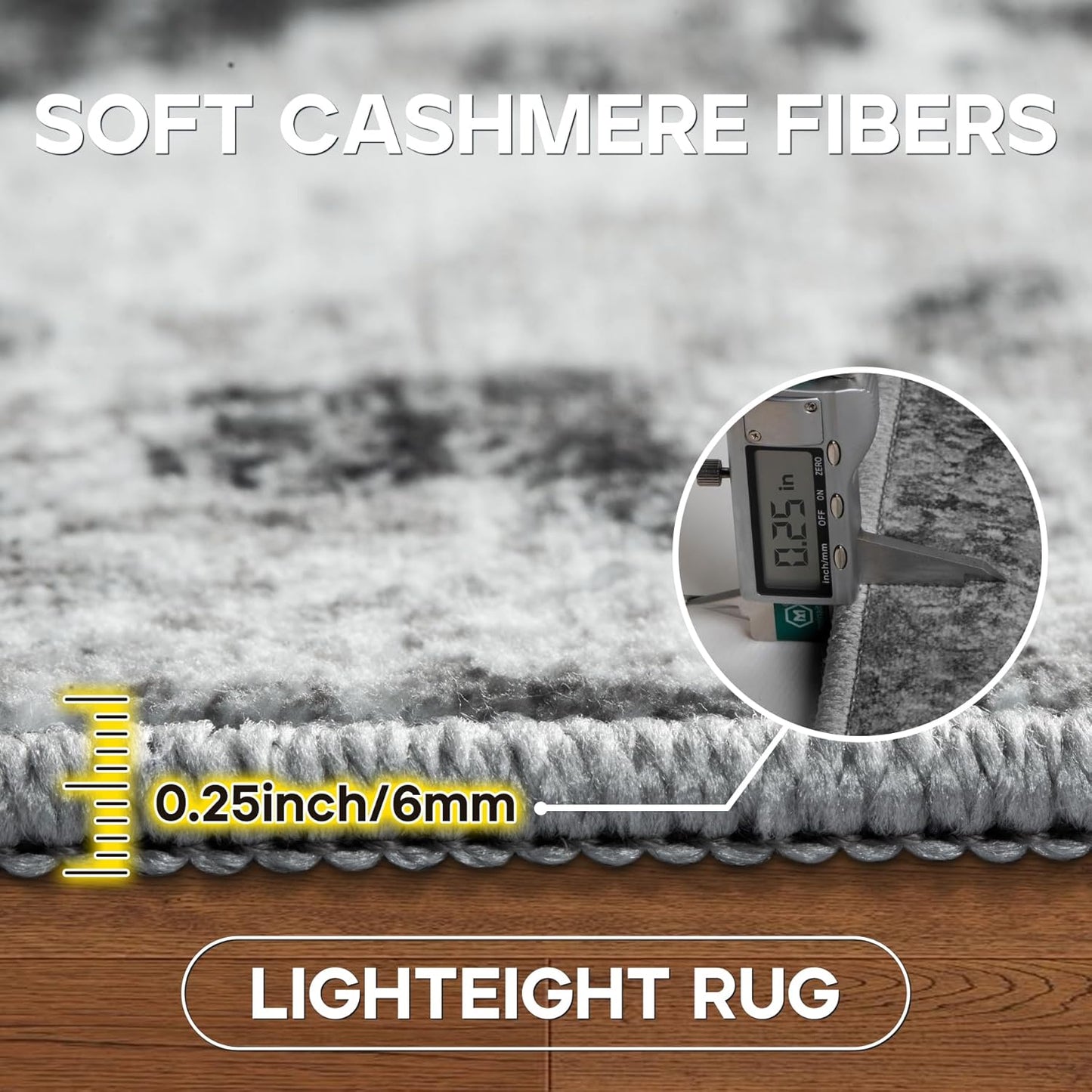 5x7 Area Rugs for Living Room Rug Washable: Modern Rug for Dining Room Bedroom Carpet Non Slip Low Pile 5 by 7 Indoor Abstract Nursery Home Office Black Grey