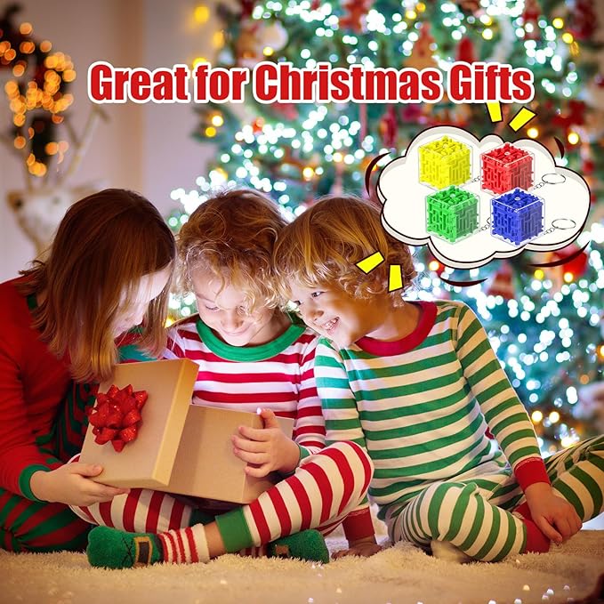 100 Pcs Maze Puzzle Toy Gift 3D Cube Box Mini Maze Christmas Puzzles Game for Adults Birthday Party Favors Stocking Stuffers for Kids