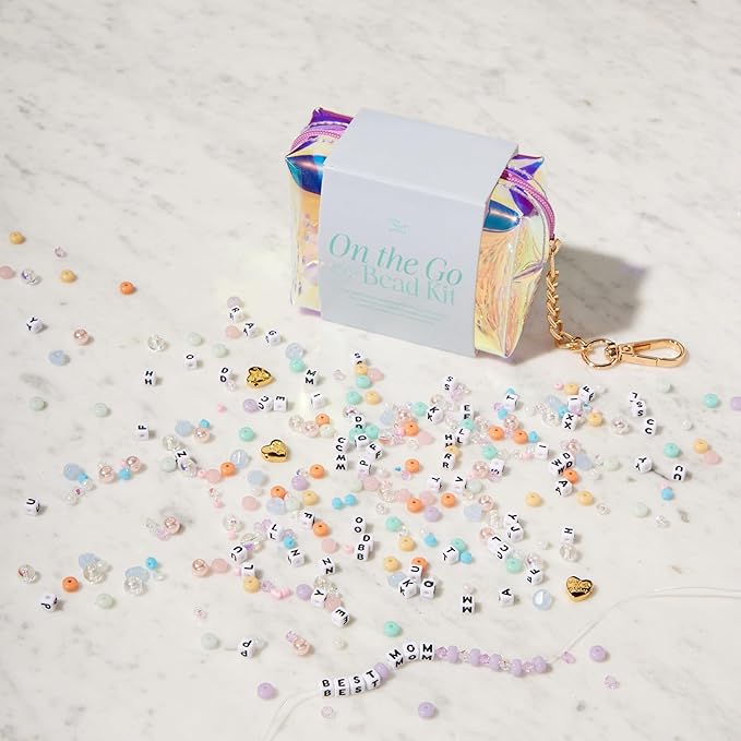 Little Words Project On The Go Bead Kit, DIY Bracelet Making Kit, Includes Colorful Beads, Letter Blocks and Zipper Pouch, Fun & Creative Gift for All Ages, Create Custom Bracelets