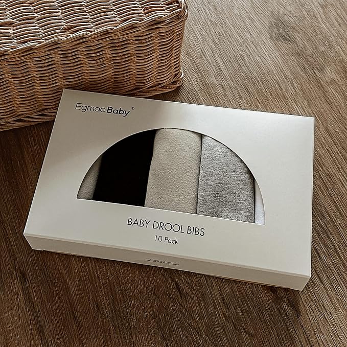 10 Pack Cotton Snap Bibs for Baby Boy Girl, Super Soft Drool Bibs for Teething and Feeding