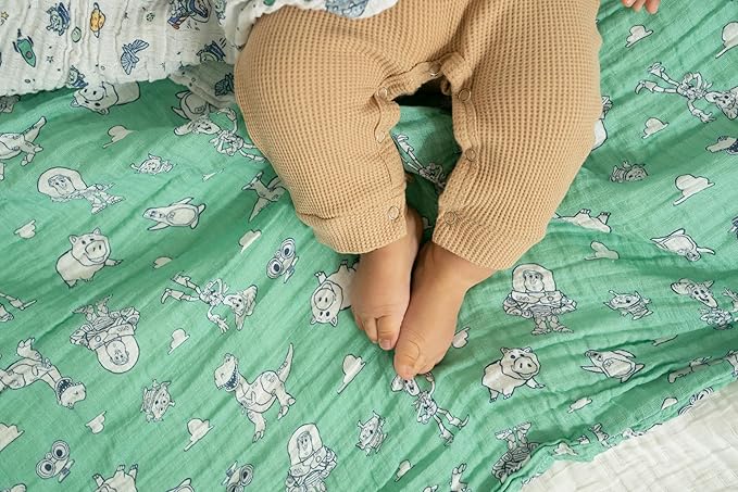aden + anais Essentials Muslin Swaddle Blankets, Newborn Receiving Blanket for Swaddling, 100% Cotton Baby Swaddle Wrap, 4 Pack, Toy Story