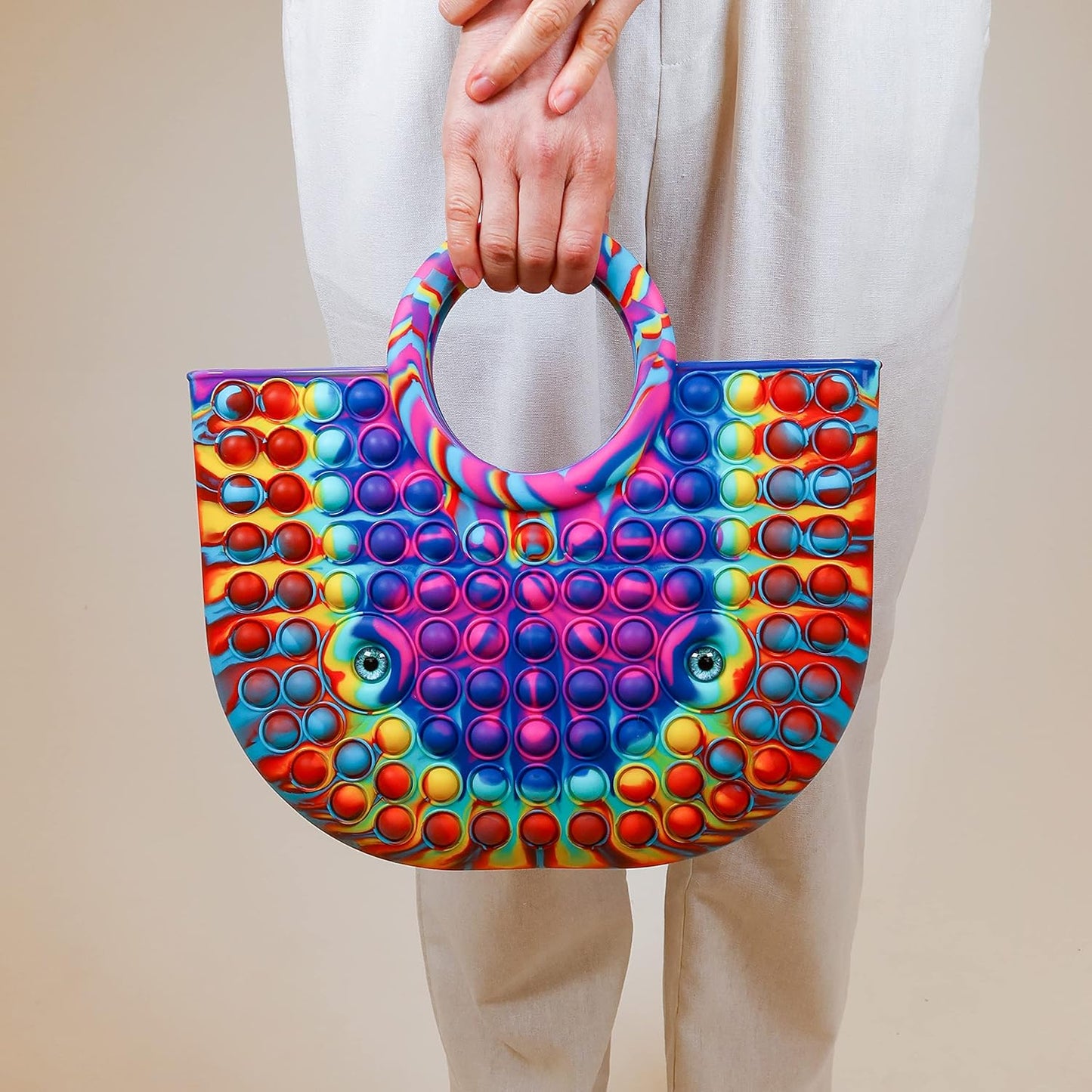 BABANA Fidget Purse for Girls - Bubble Push Pop Bag with Crazy Eyes, Silicone Fidget Handbag Toy for Kids | Birthday, Easter