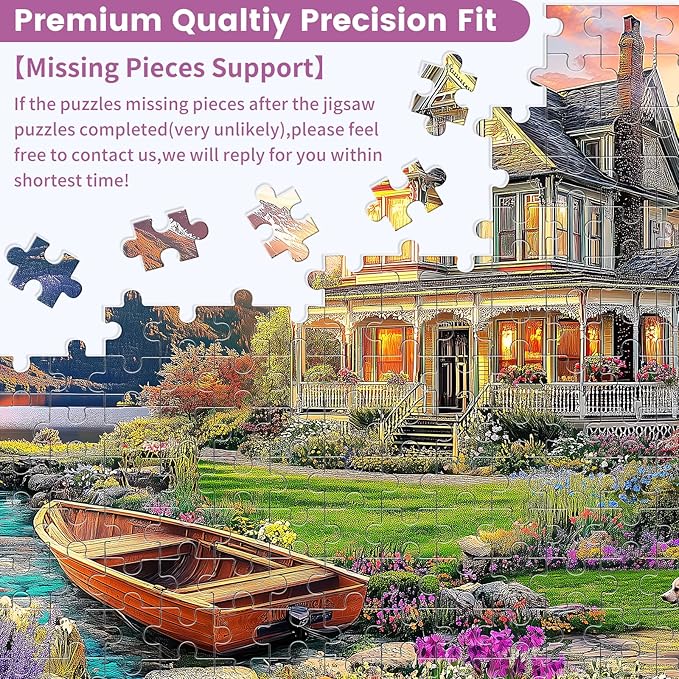 1000 Piece Puzzles for Adults, Autumn Landscape Jigsaw Puzzle, Villa and Dog Jigsaw Puzzles 1000 Pieces, Challenging Game Home Decor Birthday Party Gift Toy for Adults Kids Seniors, 28×20 in