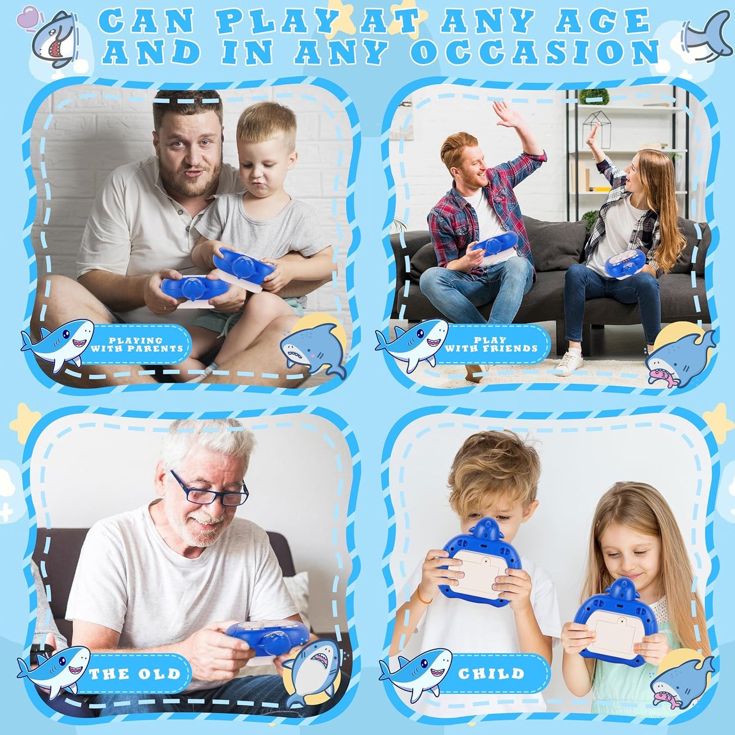 Upgraded Fast Quick Game Pop Bubble Up Toys for Kids, Funny Toys with LED Screen for Kids 3-12 for Girls and Boys Bubble Stress,Handheld Puzzle Game Sensory Toys(Batteries Included) (Shark)