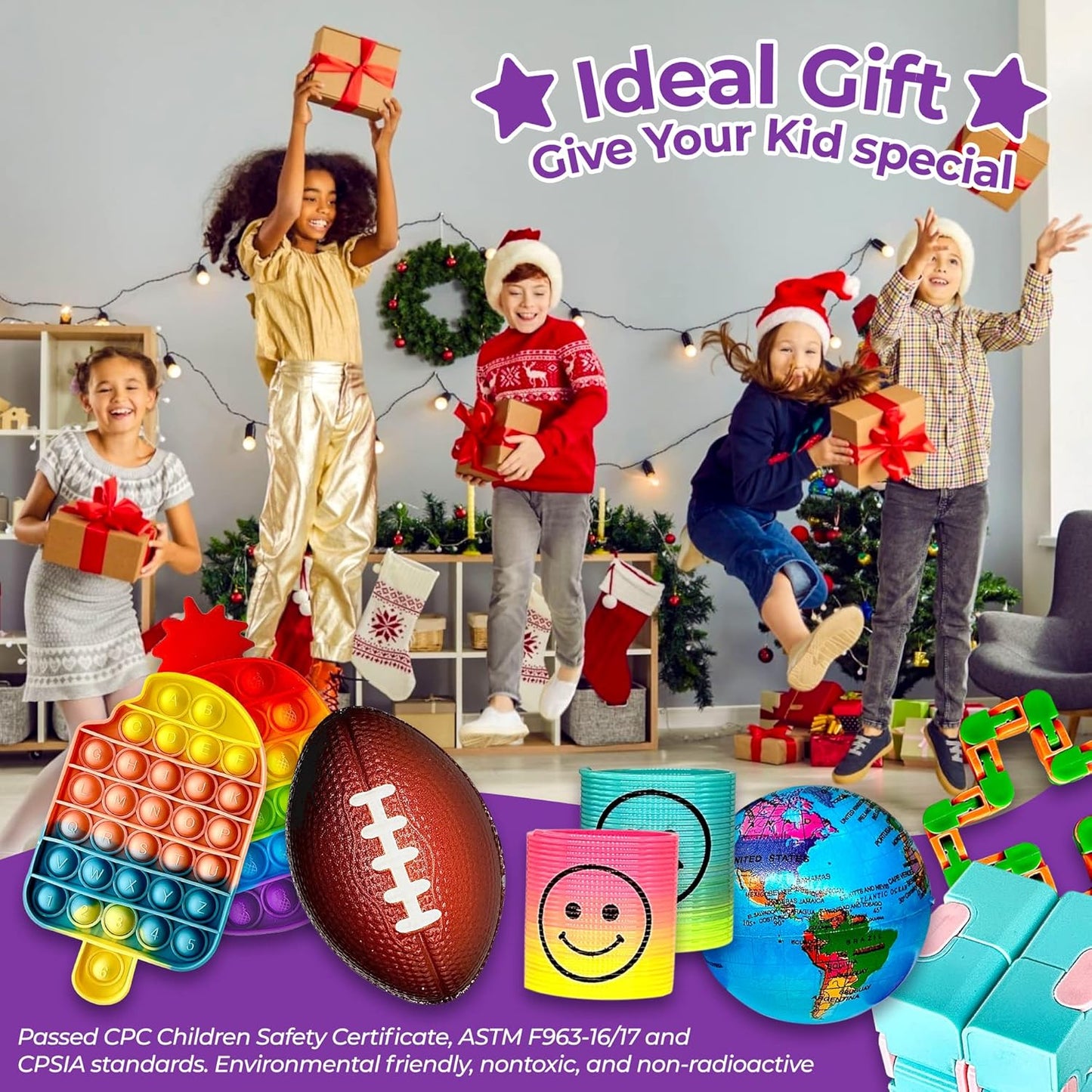 82 Pack Fidget Toys Set, Sensory Party Favors Gifts for Boy Girl Kids Adults Autism Stress Relief Stocking Stuffers Pop It Autistic Bulk Goodie Bag Filler Treasure Box Classroom Prizes School