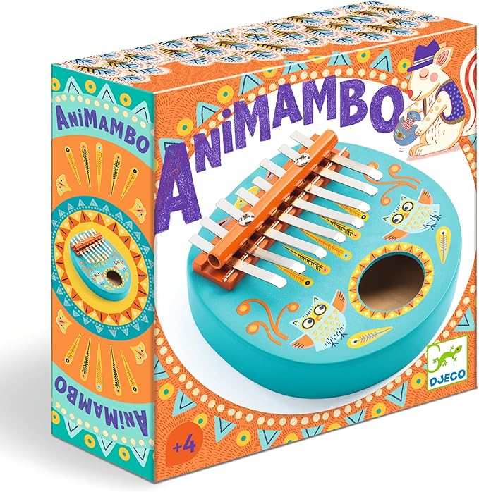 DJECO Animambo Kalimba - Safe Music Instrument for Kids, Cute Educational Toddler Musical Toy for Motor Skills, Creativity, Imagination & Rythym - Toys for 4+ Years Girls & Boys