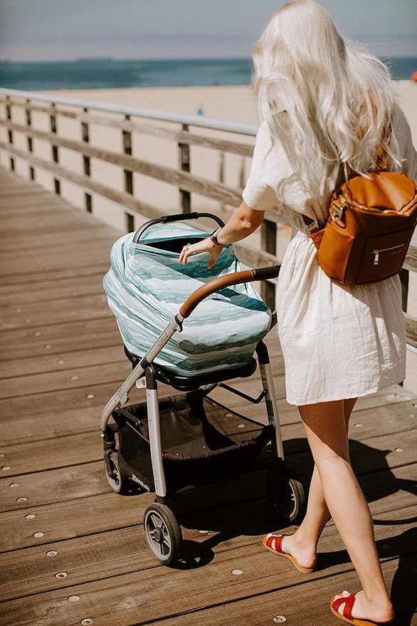 Copper Pearl Multi-Use Cover: Car Seat, Nursing, Stroller Cover - Stretchy Fabric, All-Season, Stylish Designs, Easy Access for Moms - Waves