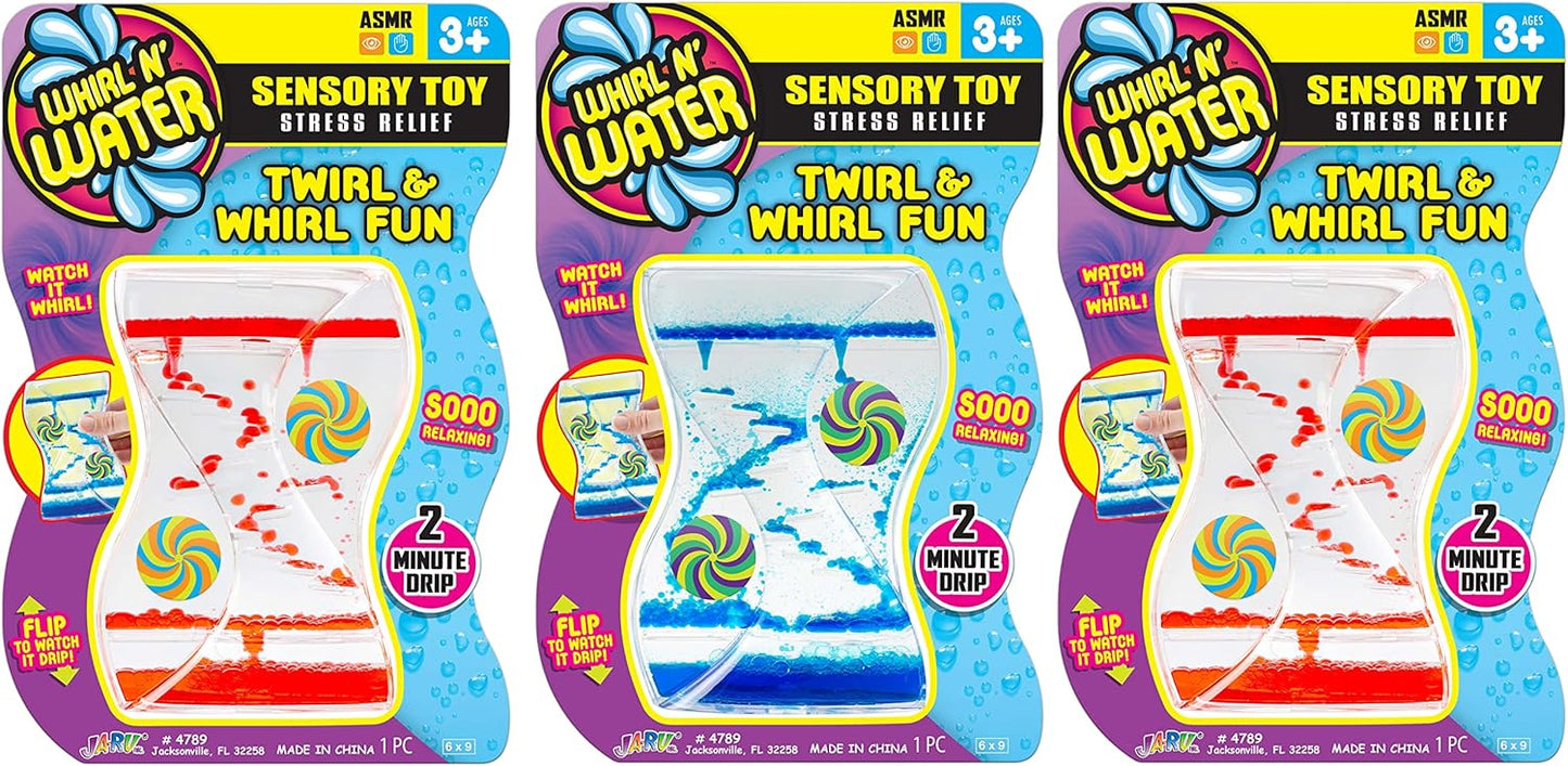 JA-RU Liquid Motion Hourglass Bubbler (3 Toy Assorted) Liquid Timer Sensory Fidget Toys for Kids & Adults. Stress Relief Calming Lava Lamp Desk Top Visual Toys. Preschool Classroom Decor. 4789-3s