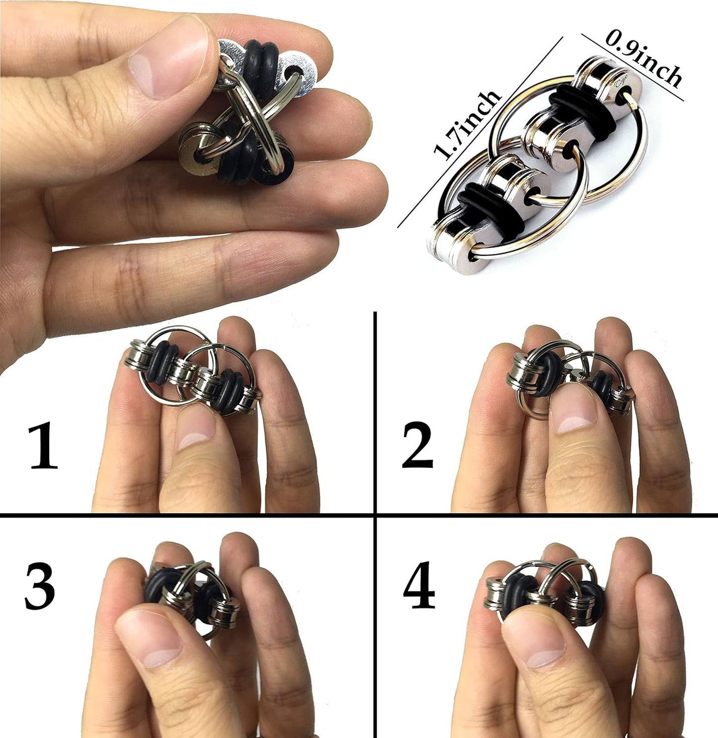 Fidget Toys Roller Chain - Stress Relief Perfect for ADHD, ADD, Anxiety in Classroom, Office, School, Work for Students, Teens, Adults Stocking Stuffers Gifts (9 Piece)