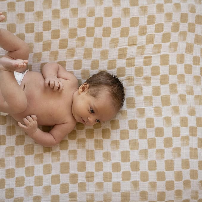 Little Unicorn Premium Crib Sheet | Breathable & Super-Soft Muslin Fabric (Adobe Checker)