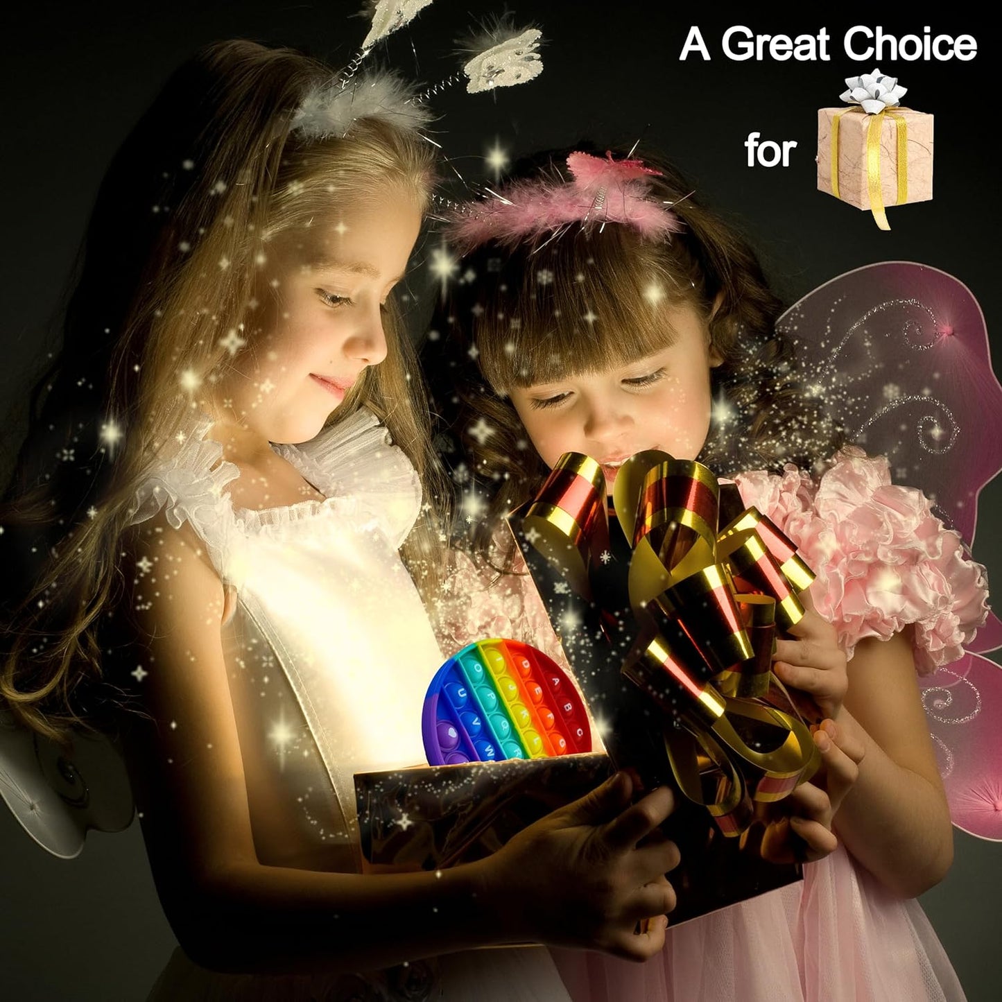 Alphabet Pop Fidget Toy Letters ABC Numbers Learning and Educational Toys Round Sensory Toys Popper Games Stress Relief Gifts for Kids 2 Packs Single Side(Uppercase and Lowercase Letters)