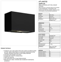 Hinkley Atlantis Extra Small Up/Down Wall Mount Outdoor Lantern - Aluminum, Etched Glass Lens, Integrated LED - Satin Black Finish