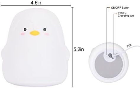 ZKLiLi Cute Penguin Night Light, Penguin Lights for Boys Girls Christmas Gifts Nightlight Kids Teens Room Decor, Silicone Animal Night Lamp