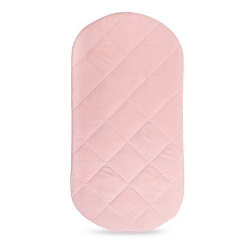 Ely's & Co. Patent Pending Jersey Cotton Quilted Waterproof Hourglass Bassinet Sheet All in one Bassinet Sheet and Bassinet Mattress Pad Cover, Pink