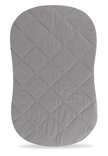 Ely's & Co. Patent Pending Jersey Cotton Quilted Waterproof Hourglass Sheet, All in one Bassinet Sheet with Mattress Pad Cover Protection (Grey)