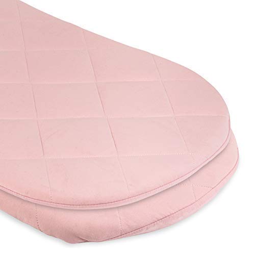 Ely's & Co. Patent Pending Jersey Cotton Quilted Waterproof Hourglass Bassinet Sheet All in one Bassinet Sheet and Bassinet Mattress Pad Cover, Pink