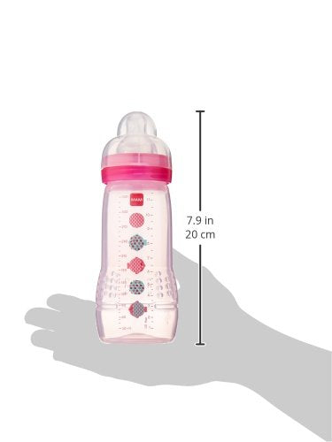 MAM Easy Active Baby Bottles 11oz, Fast Flow Skinsoft Silicone Nipple with Wide Neck Ergonomic Design, Easy to Hold, BPA-Free, Bottles with Leak-Proof Caps for 4+ Months Baby