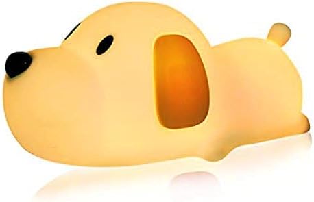 Silicone LED Papa Puppy Night Light Touch Sensor Switching Night Lamp, Transform Between Warm White 2700K and White 6500K, Safe SIL+ABS, Sleep Timer Setting for Kids Babies Bedside and Nursery