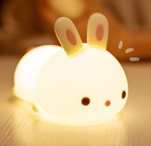Cute Kids Night Light Night Lamp Night Lights for Kids Bedroom Toddler Baby Portable Silicone Battery Led Nightlight Nursery (Cute Bunny)