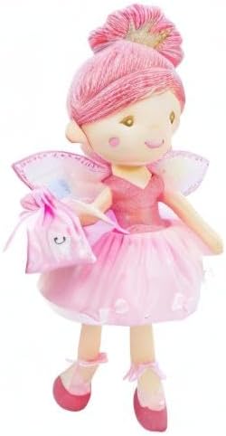 June Garden 17" Tooth Fairy Doll Anastasia - Plush Stuffed Soft Doll Girl Gift - Pink Outfit and Wings