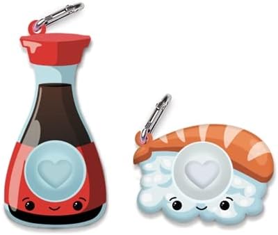 TOP TRENZ OMG Pop Fidgety Bubble Fidget Toy Stress Relief Anxiety Boredom Keychain - BFF Sushi & Soy Sauce