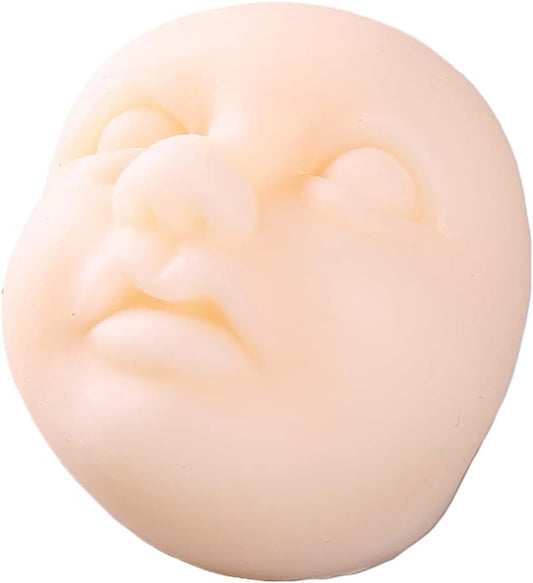 Anxiety Stress Release Fun Toys,Emotion Balls Fidget Toys for Pressures Relief Kneading Toys for All Age,Kids and Adults,Weird Face Bizarre Squeeze Toys. (White, Boring)