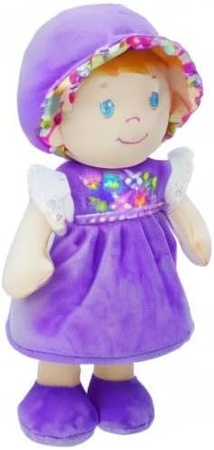 June Garden 12" Soft Dolly Laura - Stuffed Soft Baby Doll Gift for 1 2 3 Year Old Girls - Purple Dress