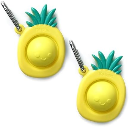 Top Trenz OMG Pop Fidgety Bubble Fidget Toy Stress Relief Anxiety Boredom Keychain (Pineapple)