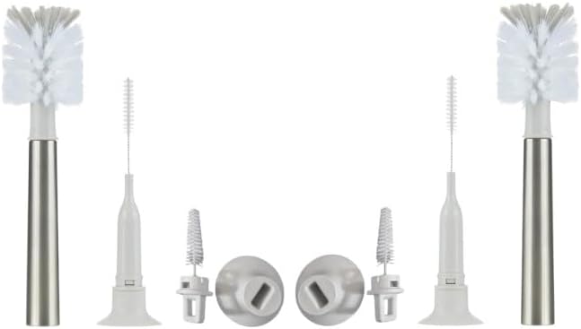 3-in-1 Stainless Bottle Brush for Baby Bottles - Water Bottle Brush Cleaner with Nipple and Straw Brush, Long Bottle Washer, Cup and Tumbler Cleaner Brush. (Pack of 2)