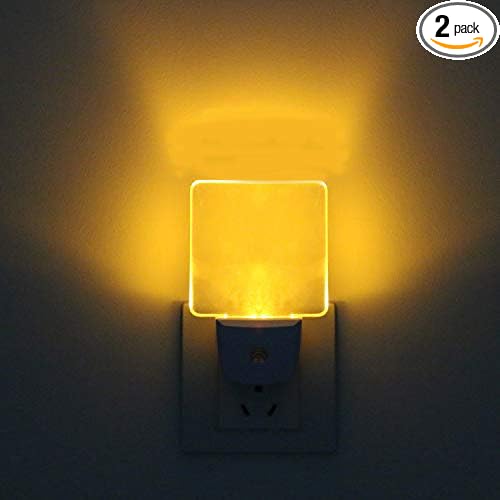 KINUR Night Lights Plug into Wall, UL Listed Soft Warm Amber Color Dusk to Dawn Sensor Plug in Night Light for Baby, Kids, Adults, Bedroom, Hallway, Kitchen, Bathroom, Stairs 2 Pack