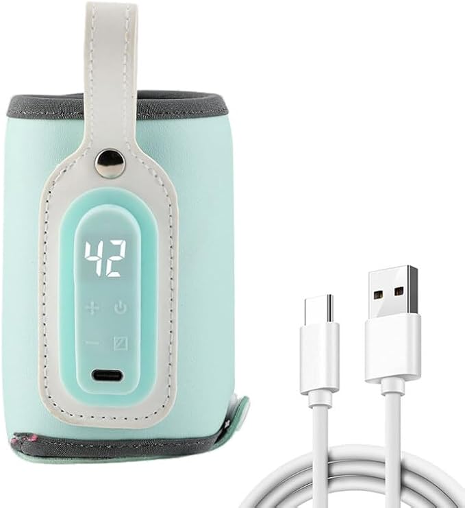 Baby Bottle Keep Warmer,Portable Travel Mug Milk Heater Thermostatic Bottle Cover Milk Bottle Heating Warmer Multifunction Thermostatic Bottle Sleeve with Tpye-C Cable for Coffee Tea,Blue