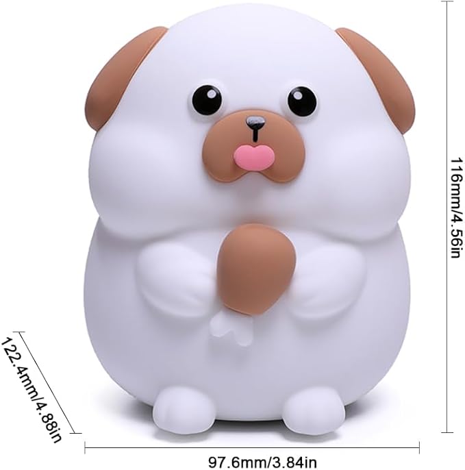 S NMT Cute Dog Silicone Night Light 7 Colors Changeable 3 Brightness Rechargeable Timing Sleeping Lamp Kawaii Cordless Night Lights for Kids Room Decor