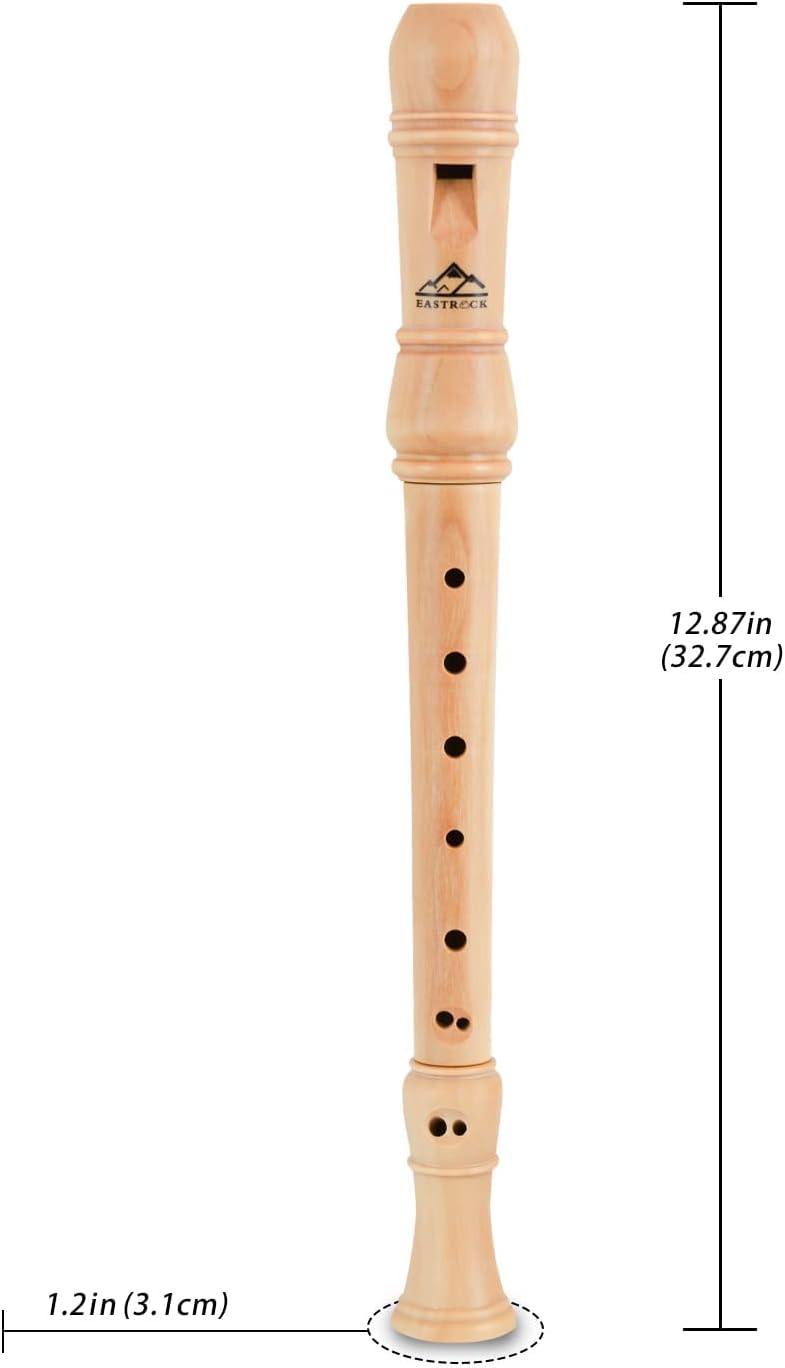 Eastrock Soprano Recorder Baroque fingering C Key Beginners Recorder Instrument for Kids Adults 3 Piece Recorder With Hard Case（Maple Wood）