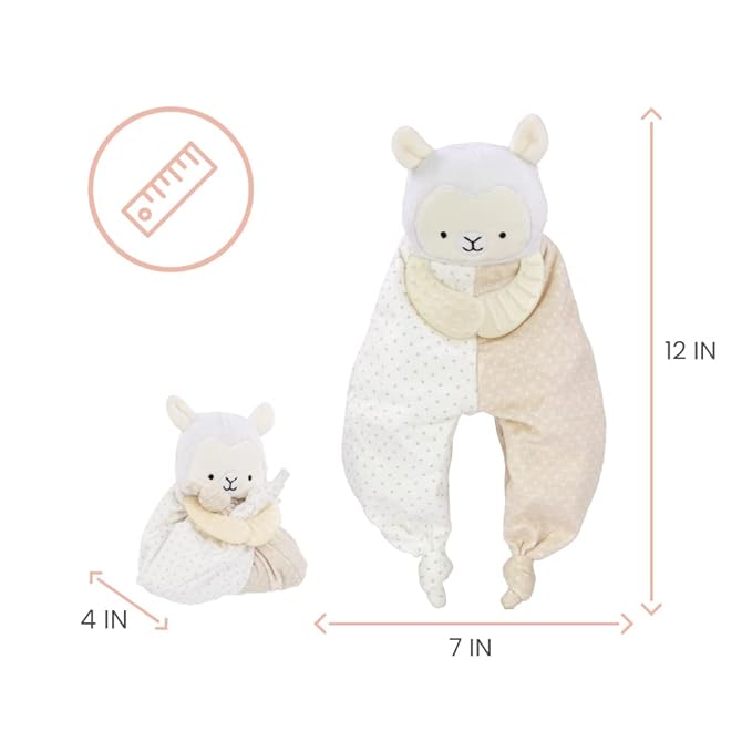 Lulyboo Lovey Baby Sleep Soother & Teether - Plush Security Blanket with Music, White Noise, Vibration, Detachable Silicone Teethers, Universal Crib Attachment, Llama Design, BPA-Free