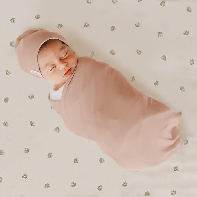 Ely’s & Co. Crib Sheets, Baby Girl Fitted Crib Mattress Sheet Set, 2 Pack, 100% Jersey Knit Cotton, Infant and Toddler Nursery Bedding, Pink Vintage Print, 28” x 52”