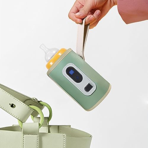 Pssopp Bottle Breast Milk Warmer, Portable Milk Bottle Warmer 5 Speeds Milk Heat Keeper Fast Baby Food Heater for Outdoor Car Travel (Green)