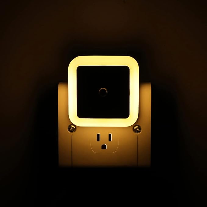 KINUR 6 Pack Night Light,Warm White LED Night Lights Plug into Wall with Dusk to Dawn sensors, Plug in Night Lights for Kids Room, Bedroom, Bathroom, Baby Nursery,Stair Lights, Hallway Light