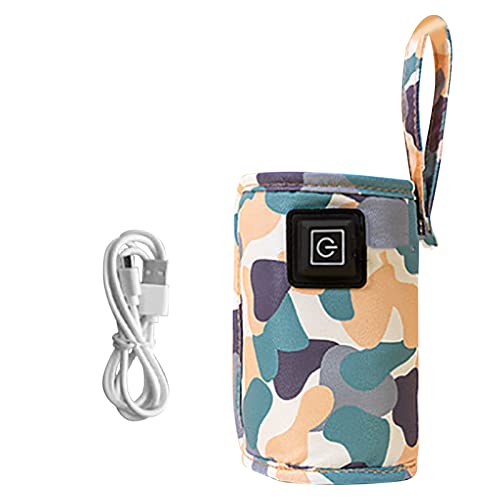USB Milk Bottle Warmer Bag, Adjustable Temperature 40℃-60℃ with USB Port for Night Feeding Travel Home Use Compatible with Most Bottles‌ 5V 2A (White)