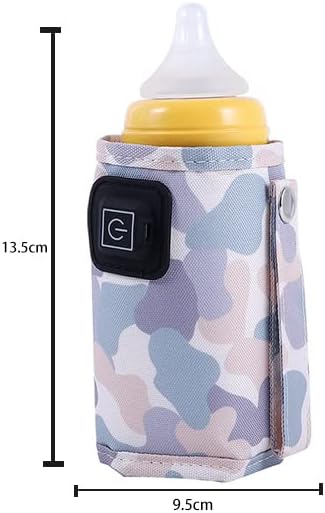 Car Travel Bottle Warmer,5V 2A USB Heating Bottle Warmer 40°C-60 °C Three Gear Adjustable Car Travel Milk Bottle Warmer Milk Heat Keeper Lightweight Milk Heater Cover,Gray