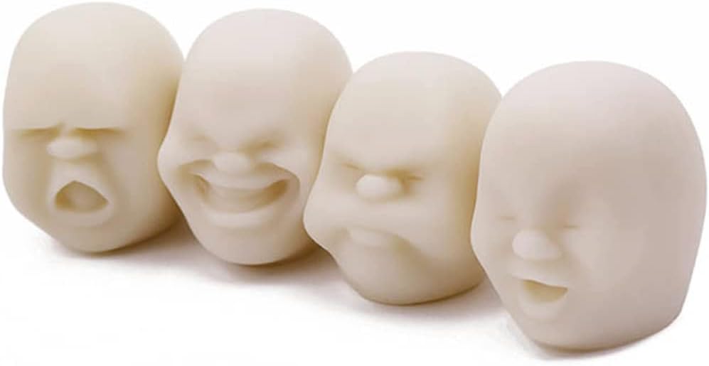 Anxiety Stress Release Fun Toys,Emotion Balls Fidget Toys for Pressures Relief Kneading Toys for All Age,Kids and Adults,Weird Face Bizarre Squeeze Toys. (White, Provocation)