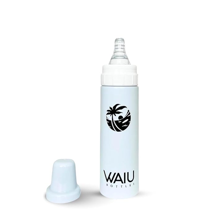 Waiu Insulated Stainless Steel Baby Bottle BPA-Free | Keeps Drinks Hot for 8 Hours, Cold for 24 Hours | 4 oz. (White)